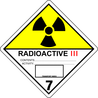 Radioactive III Radioactive III  Labels in Vinyl or Paper, Hazard Class 7 Labels, DOT Labels, hazmat, shipping