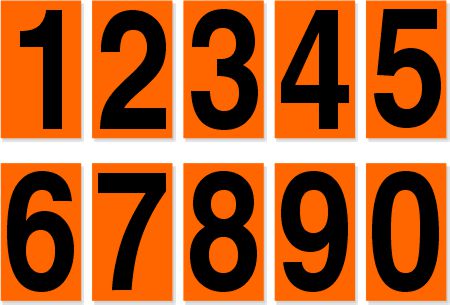 4 Inch Orange Panel Numbers Orange Panel Numbers, placard numbers, un numbers