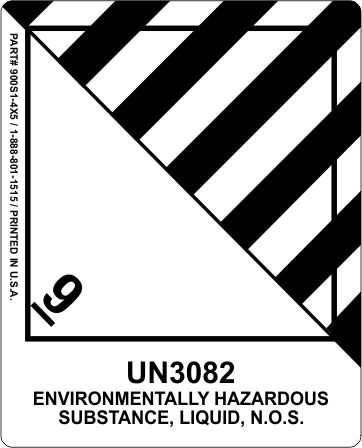 Environmentally Hazardous Substance Liquid N.O.S. UN3082, Proper Shipping Name Labels  class 9, miscellaneous goods, environmentally hazardous substance liquid n.o.s. un3082, Proper Shipping name Labels, Hazard Class 9 Labels, DOT Labels, hazmat, shipping