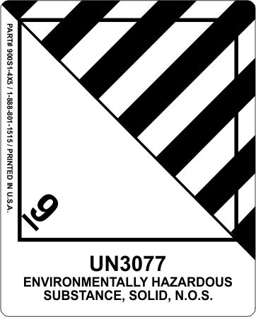 Environmentally Hazardous Substance Solid N.O.S. UN3077, Proper Shipping Name Labels  class 9, miscellaneous goods, environmentally hazardous substance solid n.o.s. un3077, Proper Shipping name Labels, Hazard Class 9 Labels, DOT Labels, hazmat, shipping