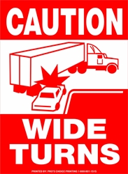 Caution Wide Turns Sign FT920 reflective caution wide turns, sharp turn, marking, sign, decal