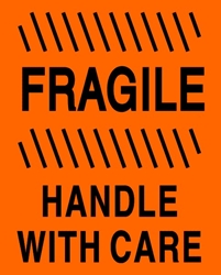 FRAGILE  /Handle with Care - PP585 fragile, handle with care, do not stack, do not break down skid, mixed palet, top heavy, do not top load, no top freight, do not break stretch wrap, bi lingual labels