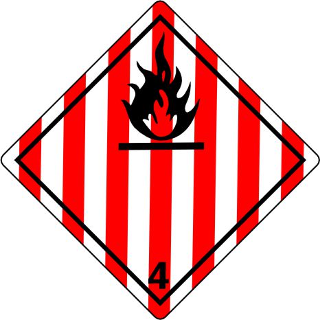 International Class 4 Flammable Solid - INT410 International Class 4 Flammable Solid Labels in Vinyl or Paper, Hazard Class 2 Labels, DOT Labels, hazmat, shipping