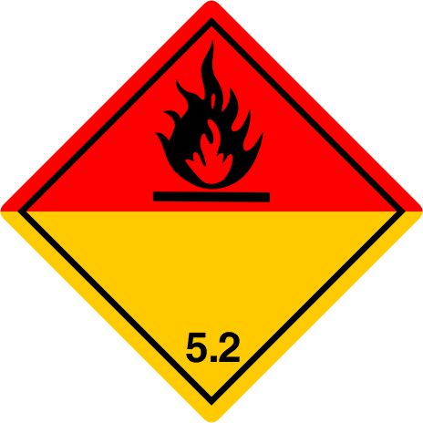 International Class 5 Organic Peroxide - INT520 International Organic Peroxide Labels in Vinyl or Paper, Hazard Class 2 Labels, DOT Labels, hazmat, shipping