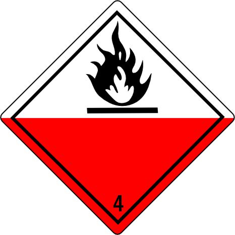 International Class 4 Spontaneously Combustible - INT420 International Class 4 Spontaneously Combustible Labels in Vinyl or Paper, Hazard Class 2 Labels, DOT Labels, hazmat, shipping