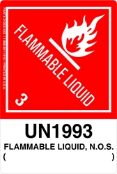 12mm - Flammable Liquid N.O.S. UN1993, Proper Shipping Name Labels  Flammable liquid Labels, flammable liquid n.o.s. un 1993, Proper Shipping name Labels, Hazard Class 3 Labels, DOT Labels, hazmat, shipping