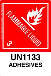 12mm - Adhesives UN1133, Proper Shipping Name Labels  Flammable liquid Labels, adhesives un1133, Proper Shipping name Labels, Hazard Class 3 Labels, DOT Labels, hazmat, shipping