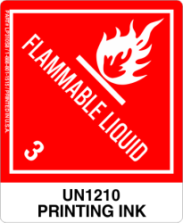 Printing Ink UN1210, Proper Shipping Name Labels  Flammable liquid Labels, printing ink un1210, Proper Shipping name Labels, Hazard Class 3 Labels, DOT Labels, hazmat, shipping