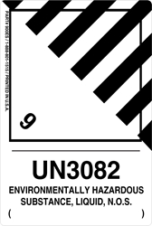 12mm - Environmentally Hazardous Substance Liquid N.O.S. UN3082, Proper Shipping Name Labels  class 9, miscellaneous goods, environmentally hazardous substance liquid n.o.s. un3082, Proper Shipping name Labels, Hazard Class 9 Labels, DOT Labels, hazmat, shipping