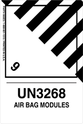 12mm - Air Bag Modules UN3268, Proper Shipping Name Labels  class 9, miscellaneous goods, air bag modules un3268, Proper Shipping name Labels, Hazard Class 9 Labels, DOT Labels, hazmat, shipping