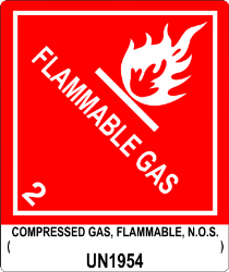 Compressed Gas Flammable, N.O.S. UN1954, Proper Shipping Name Labels  Flammable gas Labels, Proper Shipping name Labels, Hazard Class 2 Labels, DOT Labels, hazmat, shipping